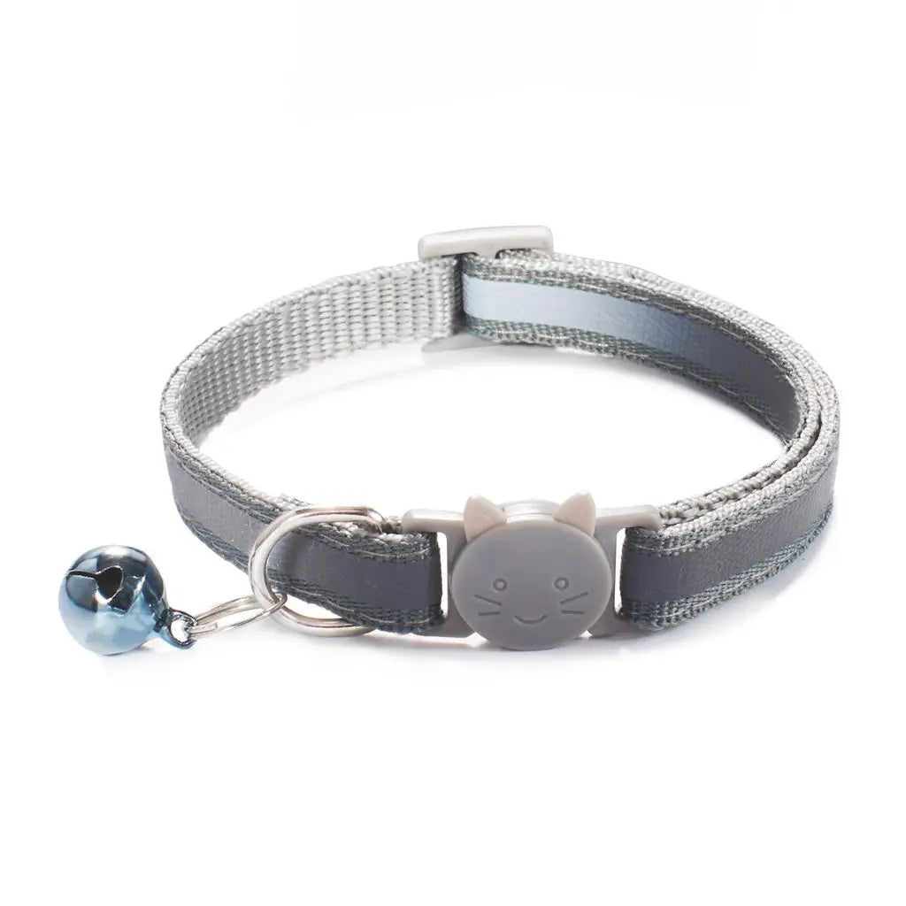 Cute Reflective Cat Collar – Adjustable Bell Collar with Stylish Cat Pattern Design