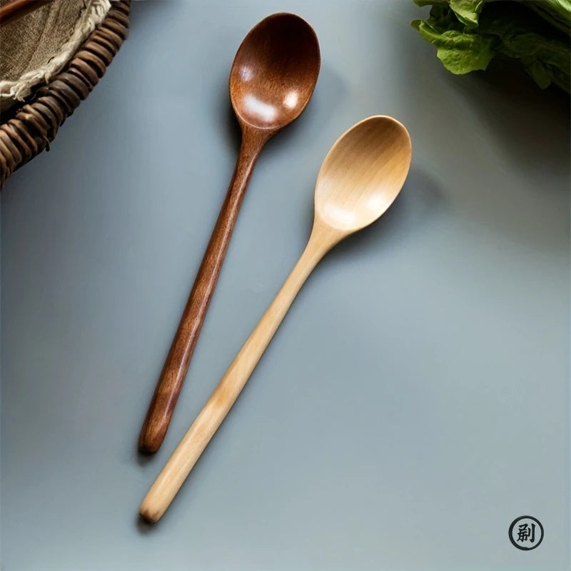 4-Piece Korean Style Wooden Spoon Set – Natural Wood Soup, Coffee & Honey Spoons