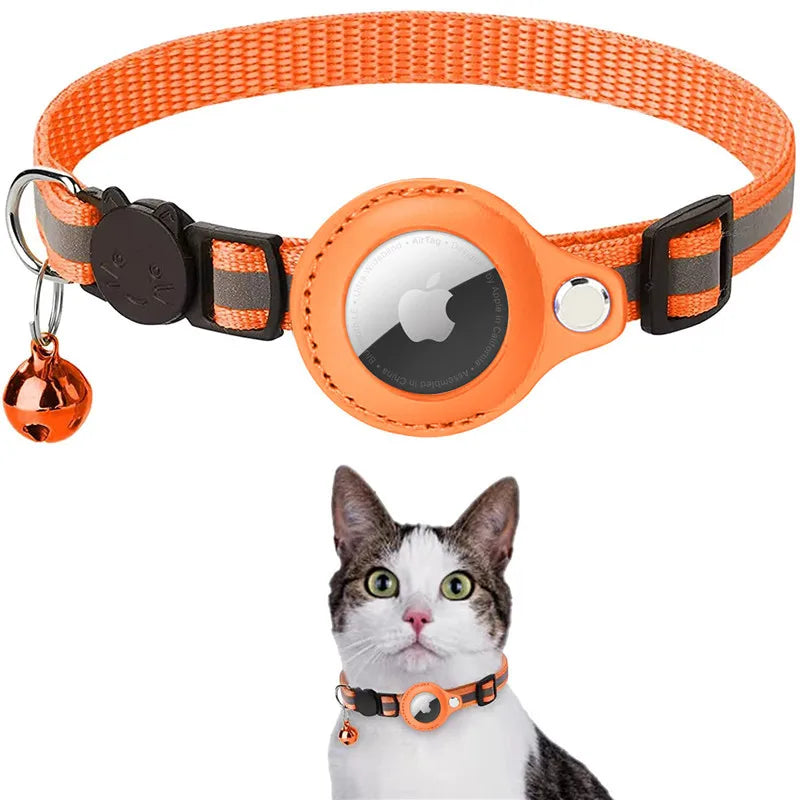 AirTag Cat Collar – Reflective Breakaway Kitten Collar with Waterproof AirTag Holder & Bell
