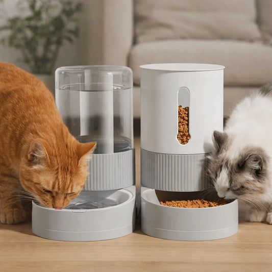 Automatic Pet Feeder & Water Dispenser – Large Capacity Gravity Food Bowl with Spill-Proof Design