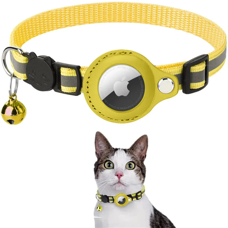 AirTag Cat Collar – Reflective Breakaway Kitten Collar with Waterproof AirTag Holder & Bell