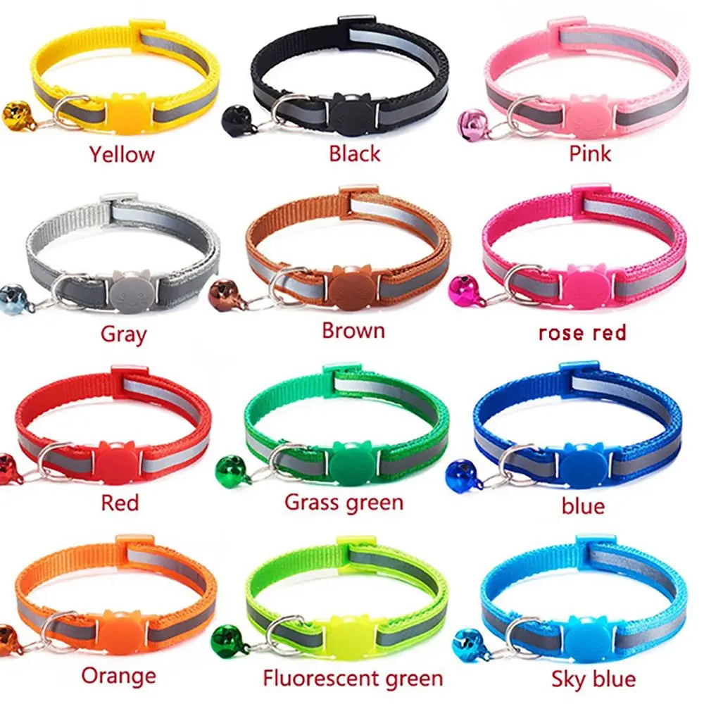 Cute Reflective Cat Collar – Adjustable Bell Collar with Stylish Cat Pattern Design