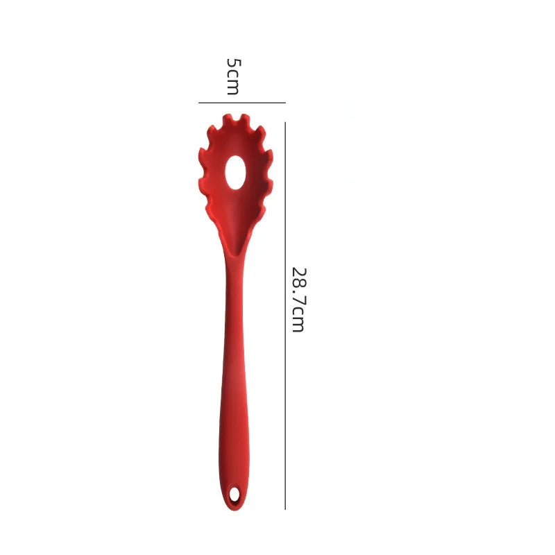 Silicone Pasta Spoon & Strainer – Long Handle Spaghetti Server with Built-In Colander