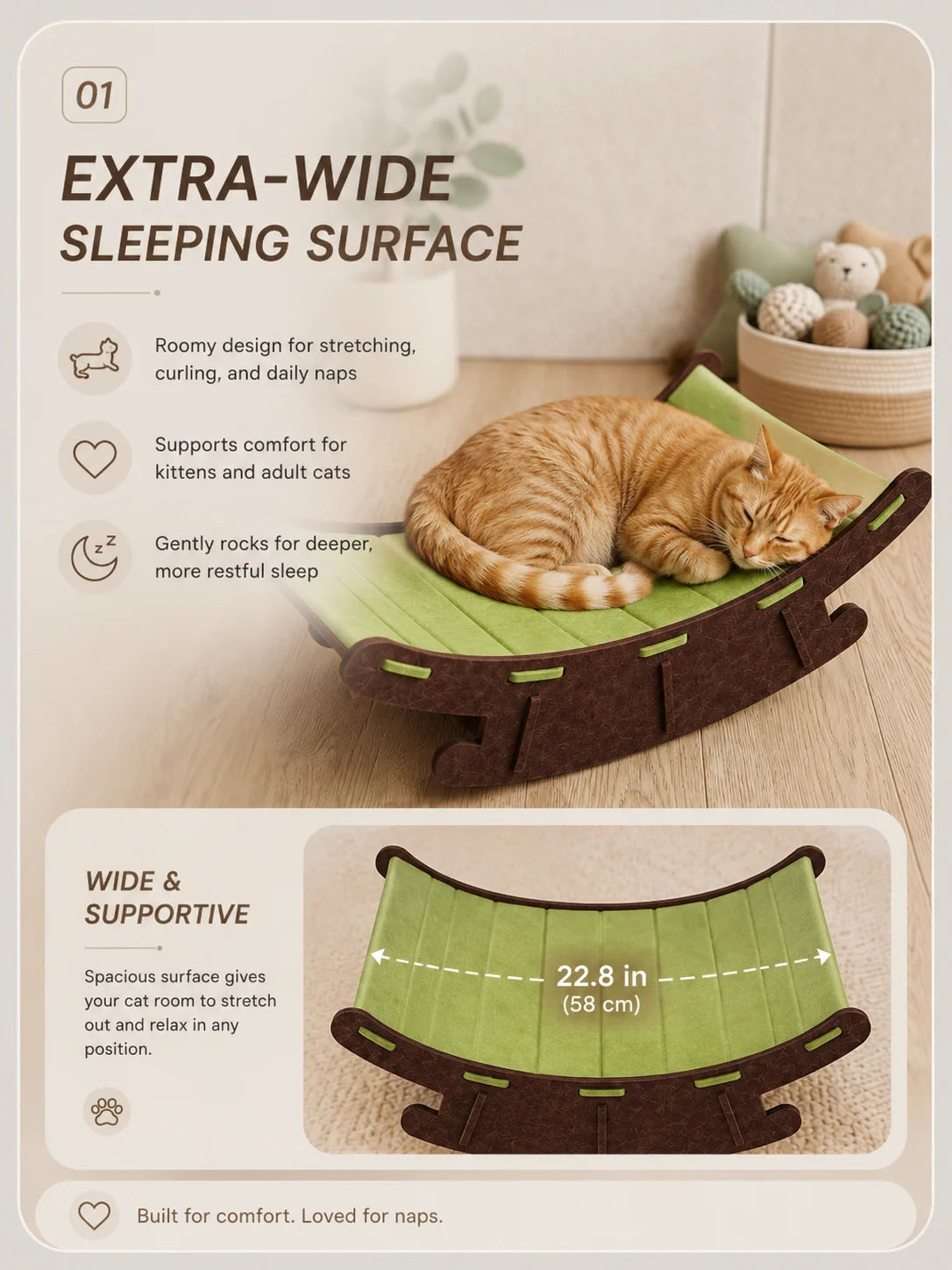 3-in-1 Cat Rocking Bed with Scratch Pad – Cozy Pet Lounge & Scratching Mat for Cats