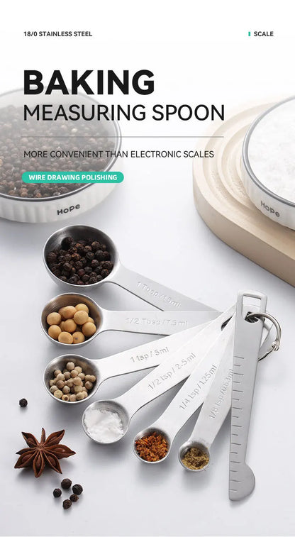 Stainless Steel Measuring Spoon Set – Precision Kitchen Measuring Tools for Coffee, Baking & Cooking