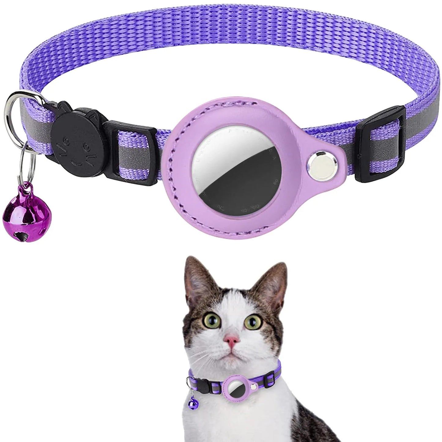AirTag Cat Collar – Reflective Breakaway Kitten Collar with Waterproof AirTag Holder & Bell
