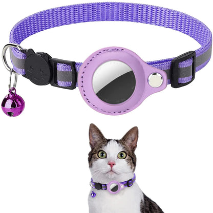 AirTag Cat Collar – Reflective Breakaway Kitten Collar with Waterproof AirTag Holder & Bell