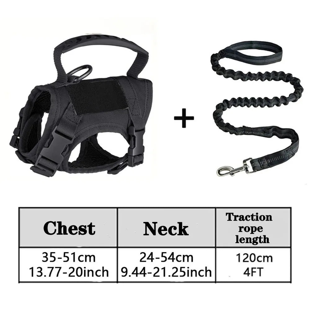 Tactical Pet Harness & Leash Set – Adjustable Soft Mesh Training Vest for Cats and Dogs