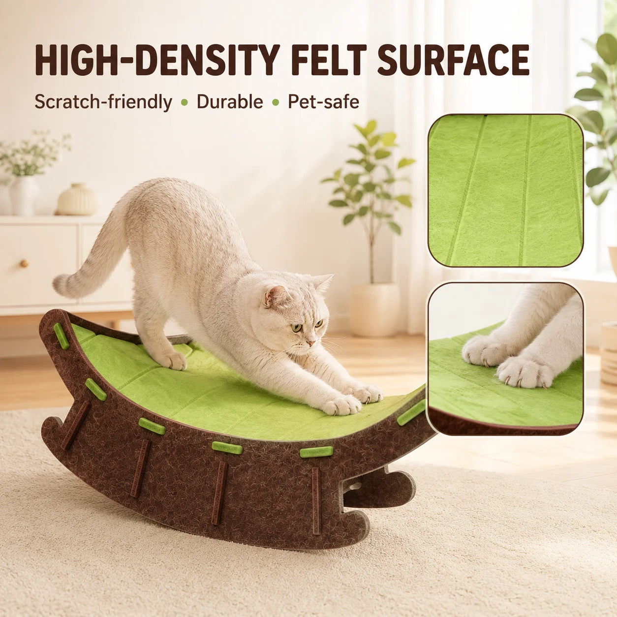 3-in-1 Cat Rocking Bed with Scratch Pad – Cozy Pet Lounge & Scratching Mat for Cats