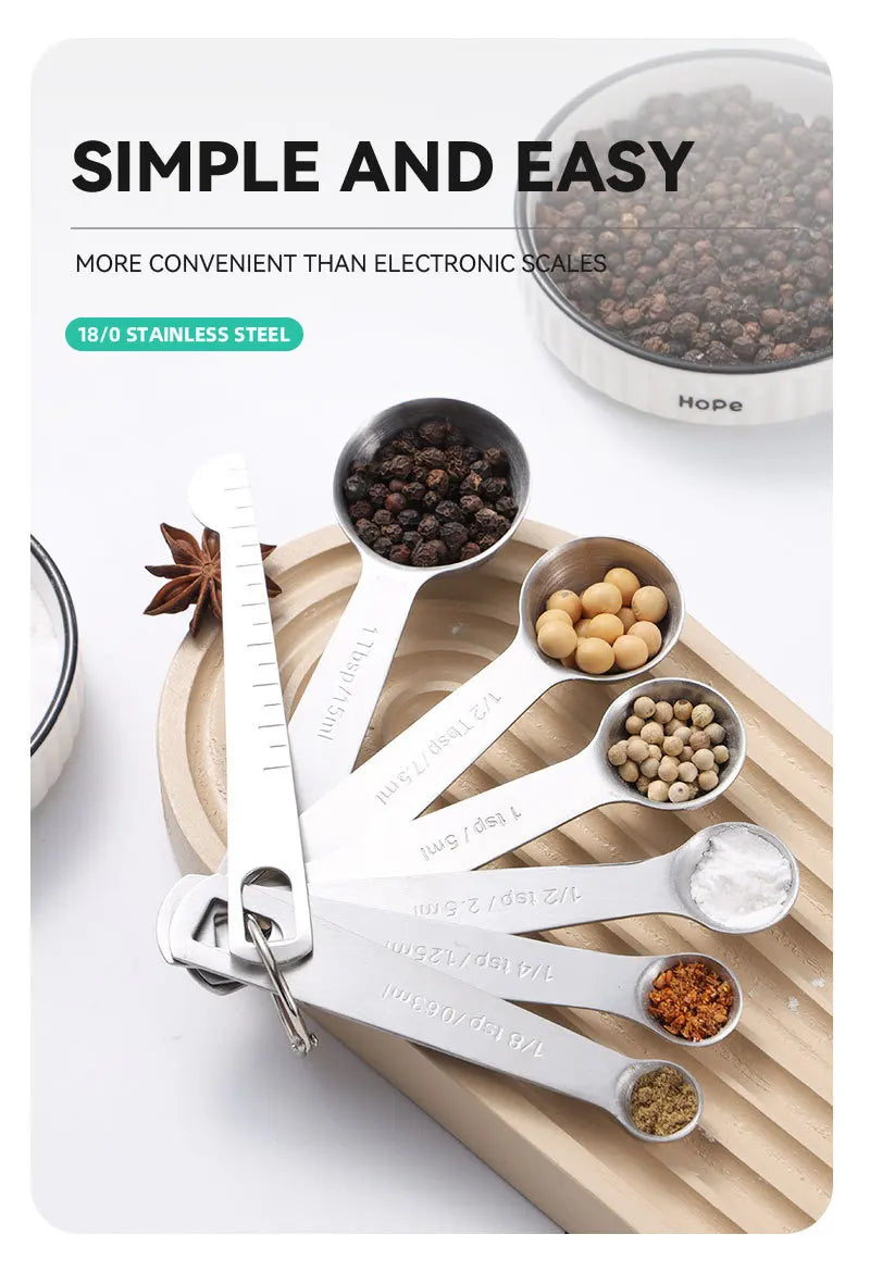 Stainless Steel Measuring Spoon Set – Precision Kitchen Measuring Tools for Coffee, Baking & Cooking