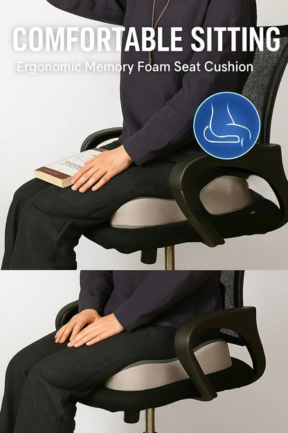 Ergonomic Memory Foam Seat Cushion – Posture Support Pillow for Office Chairs & Car Seats
