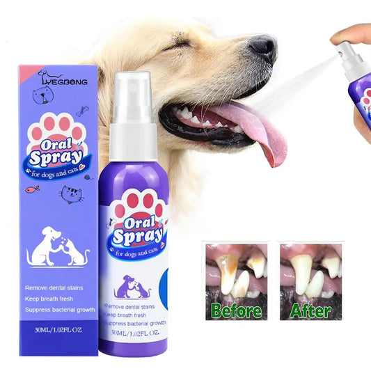 Pet Oral Care Spray – 30ml Dog & Cat Fresh Breath Dental Hygiene Spray