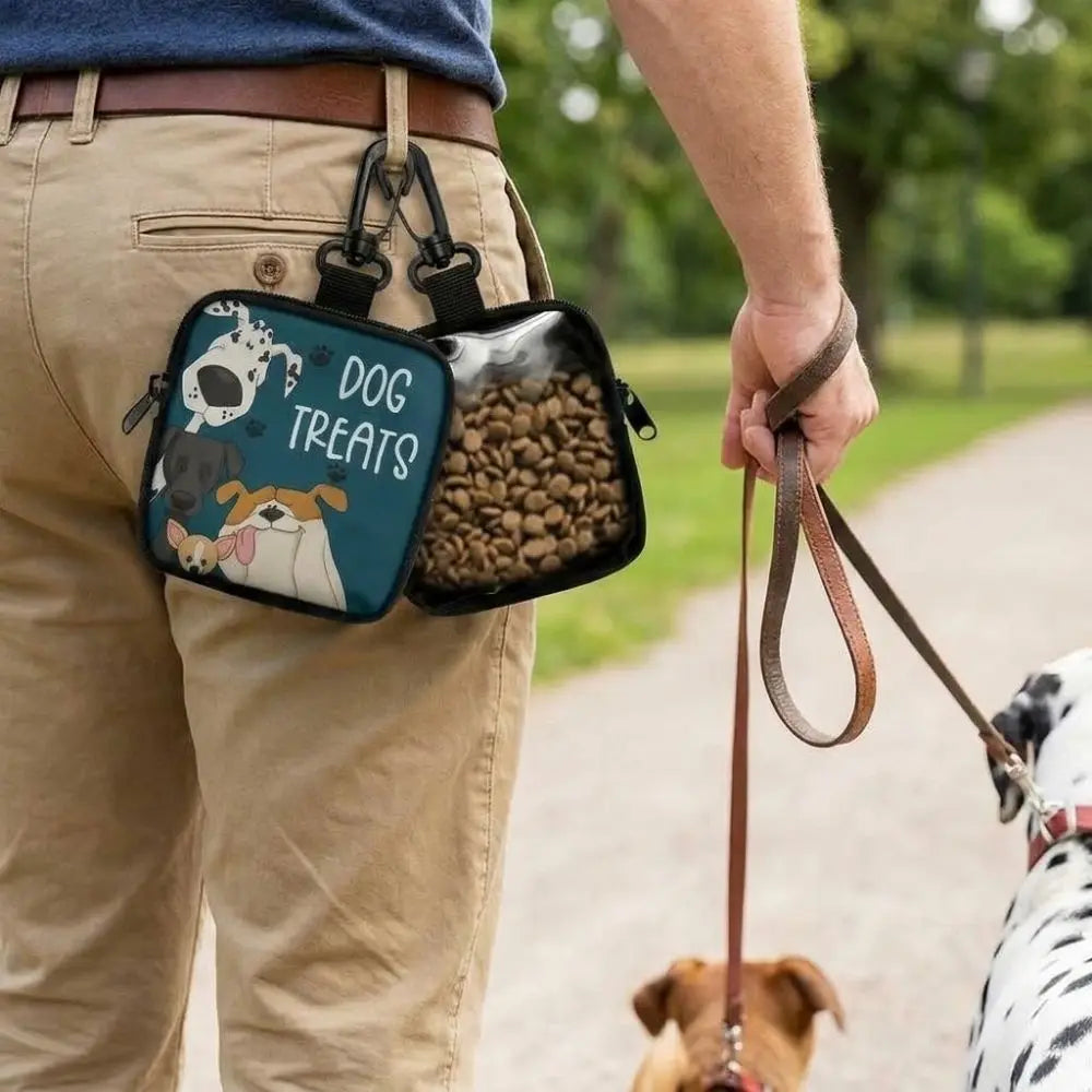 Waterproof Dog Treat Pouch – Leak-Proof Pet Training Snack Bag with Transparent Window Clip