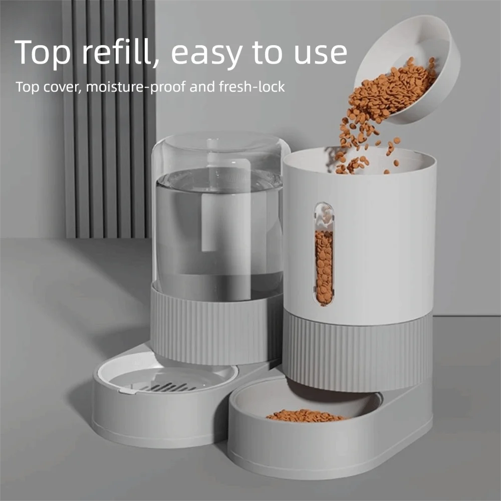 Automatic Pet Feeder & Water Dispenser – Large Capacity Gravity Food Bowl with Spill-Proof Design