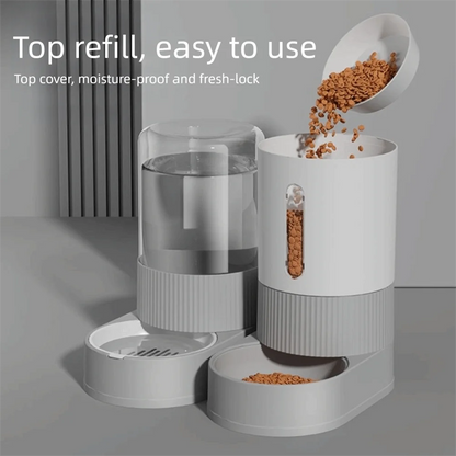 Automatic Pet Feeder & Water Dispenser – Large Capacity Gravity Food Bowl with Spill-Proof Design