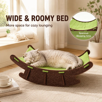 3-in-1 Cat Rocking Bed with Scratch Pad – Cozy Pet Lounge & Scratching Mat for Cats