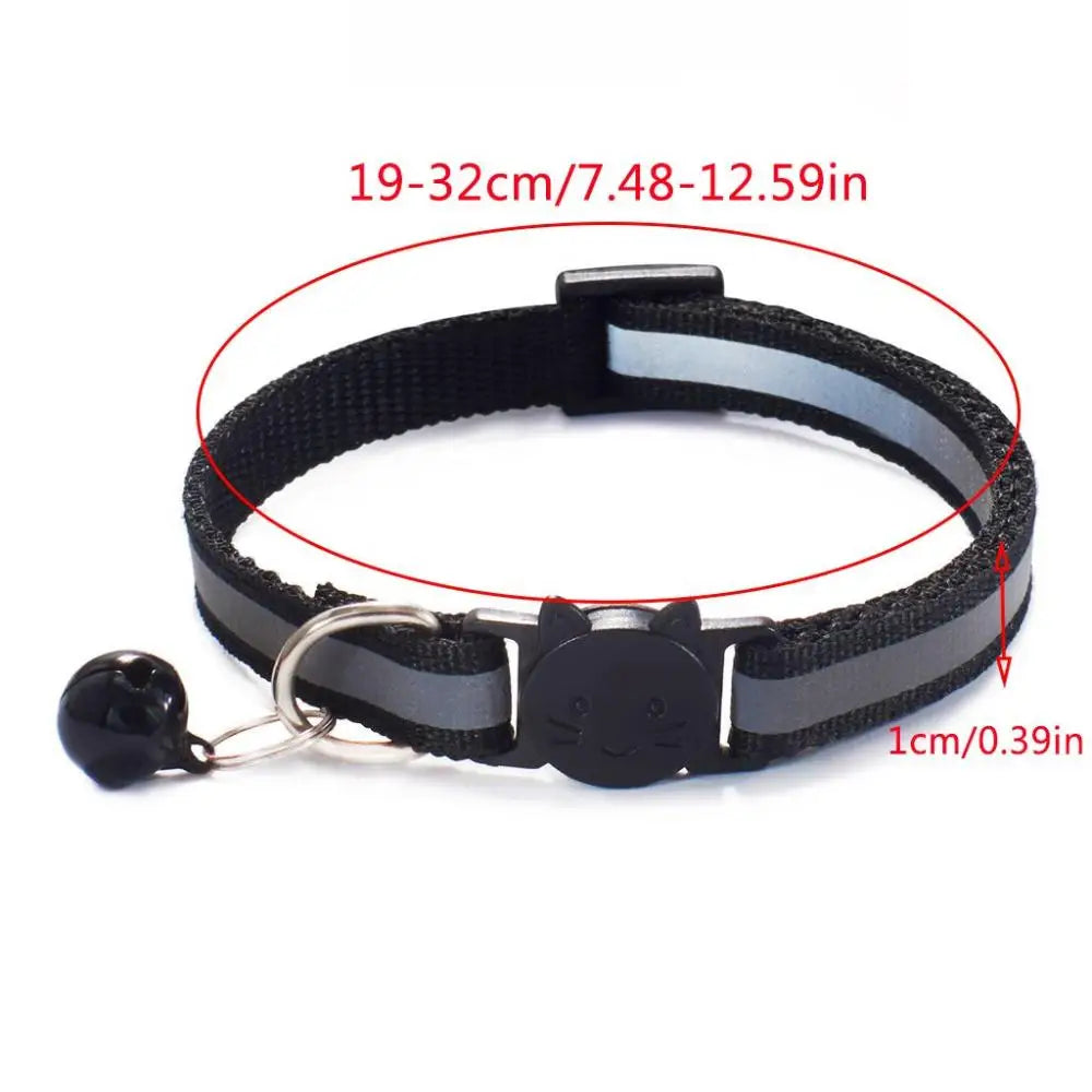 Cute Reflective Cat Collar – Adjustable Bell Collar with Stylish Cat Pattern Design