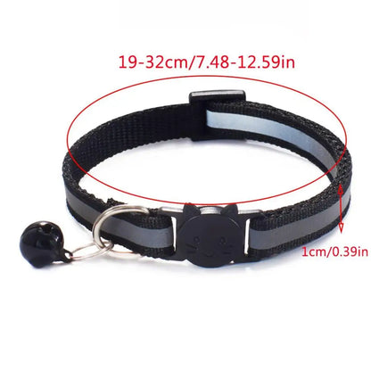 Cute Reflective Cat Collar – Adjustable Bell Collar with Stylish Cat Pattern Design