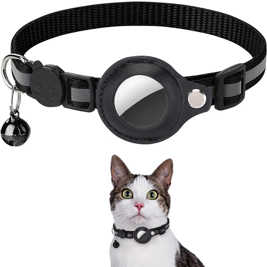 AirTag Cat Collar – Reflective Breakaway Kitten Collar with Waterproof AirTag Holder & Bell