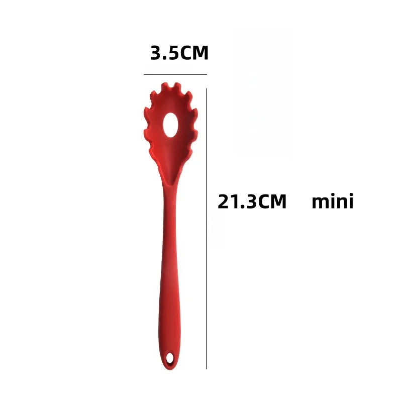Silicone Pasta Spoon & Strainer – Long Handle Spaghetti Server with Built-In Colander
