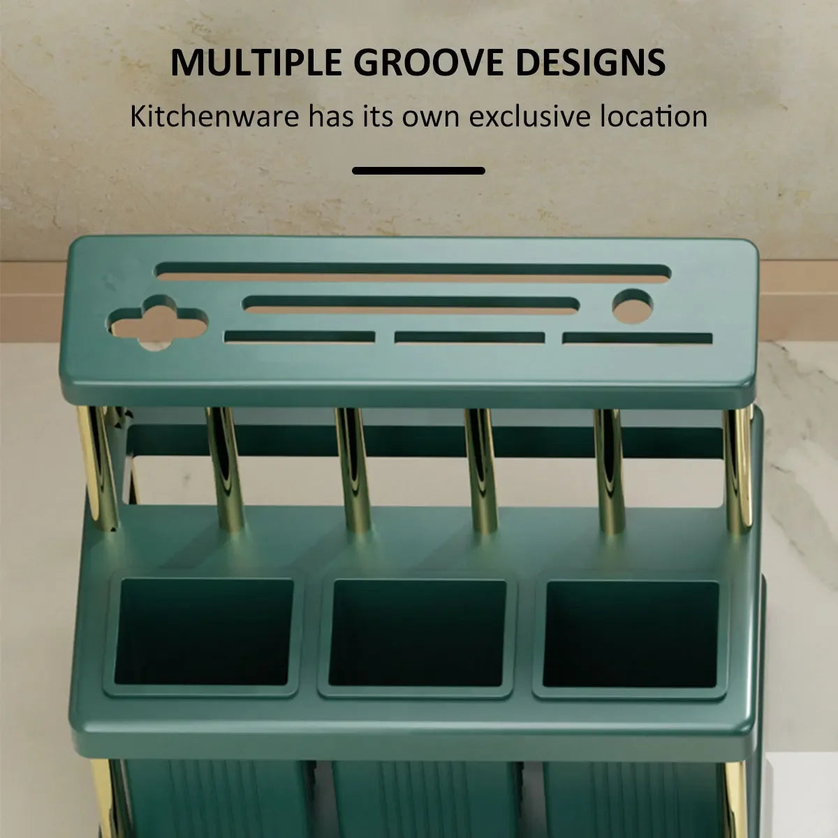 Kitchen Knife & Utensil Holder – Multi-Function Cutlery Organizer with Drain Rack