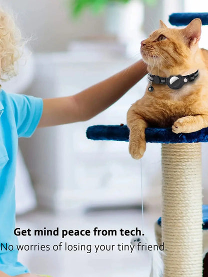 AirTag Cat Collar – Reflective Breakaway Kitten Collar with Waterproof AirTag Holder & Bell