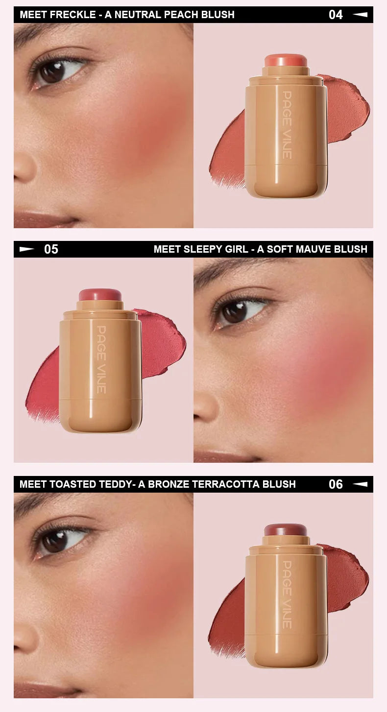 Pocket Matte Blush Stick – Long-Lasting Lip & Cheek Tint Natural Nude Finish