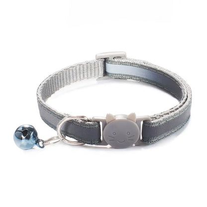 Cute Reflective Cat Collar – Adjustable Bell Collar with Stylish Cat Pattern Design