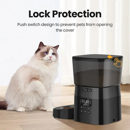 ROJECO Automatic Pet Feeder – Smart Dry Food Dispenser with Easy Button Control for Cats & Dogs