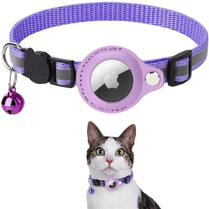 AirTag Cat Collar – Reflective Breakaway Kitten Collar with Waterproof AirTag Holder & Bell
