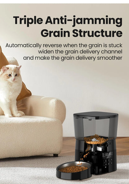 ROJECO Automatic Pet Feeder – Smart Dry Food Dispenser with Easy Button Control for Cats & Dogs