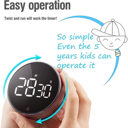 Magnetic Digital Kitchen Timer – Silent Countdown Timer with Constant Light Display for Cooking & Learning
