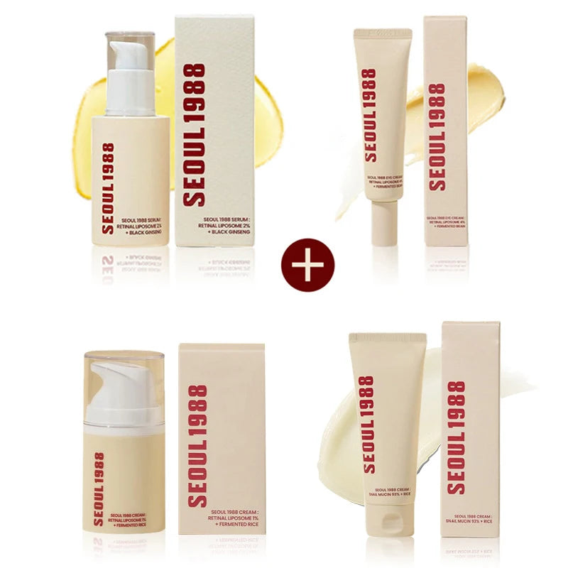 SEOUL 1988 Retinol Skincare Set – Black Ginseng Serum, Retinal Eye Cream & Hydrating Face Cream