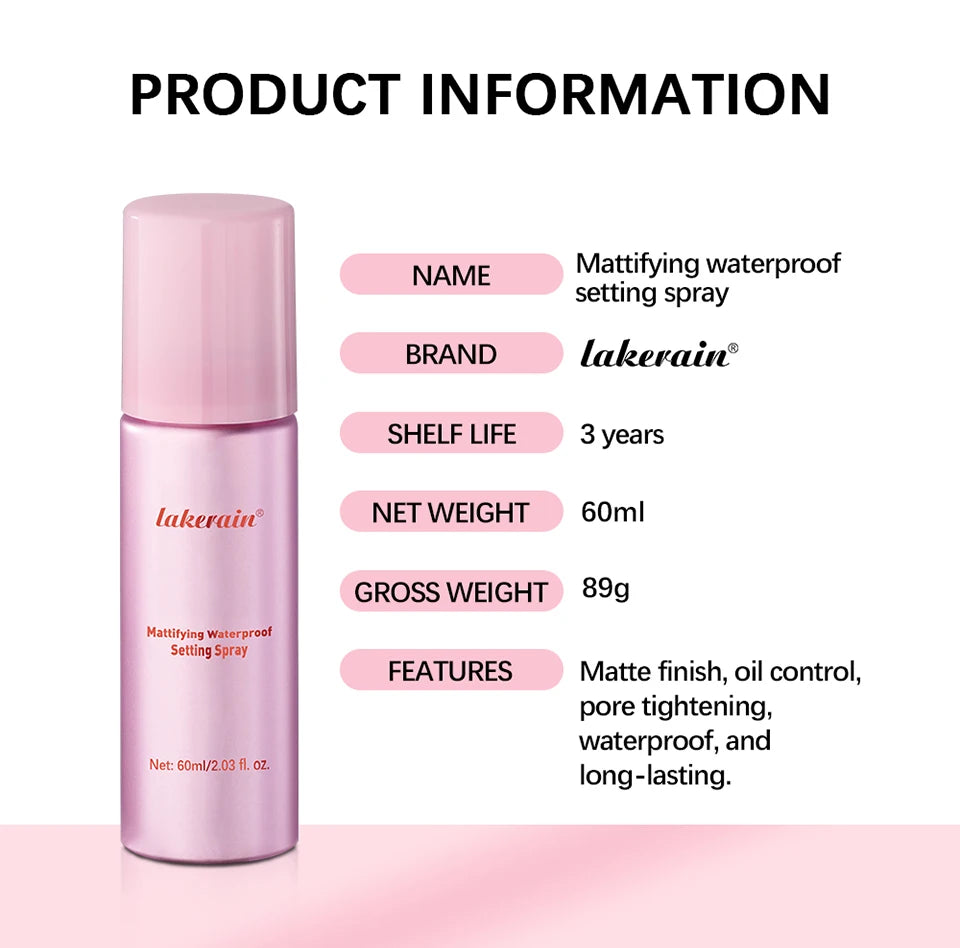 Long-Lasting Matte Setting Spray – Waterproof Anti-Sweat Makeup Fixing Mist