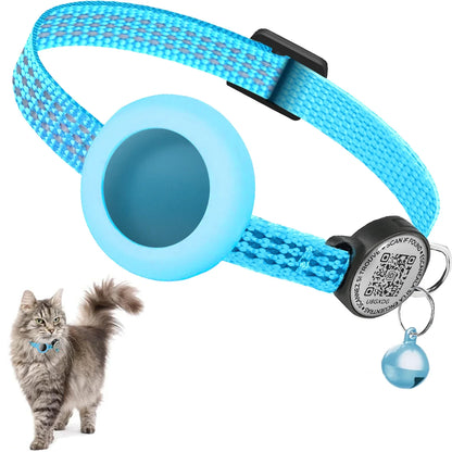 AirTag Cat Collar – Reflective GPS Tracking Collar with QR Tag & AirTag Holder