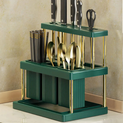 Kitchen Knife & Utensil Holder – Multi-Function Cutlery Organizer with Drain Rack