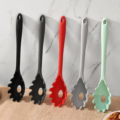 Silicone Pasta Spoon & Strainer – Long Handle Spaghetti Server with Built-In Colander