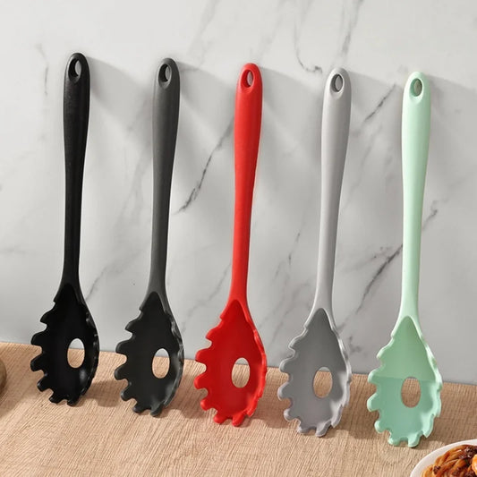 Silicone Pasta Spoon & Strainer – Long Handle Spaghetti Server with Built-In Colander
