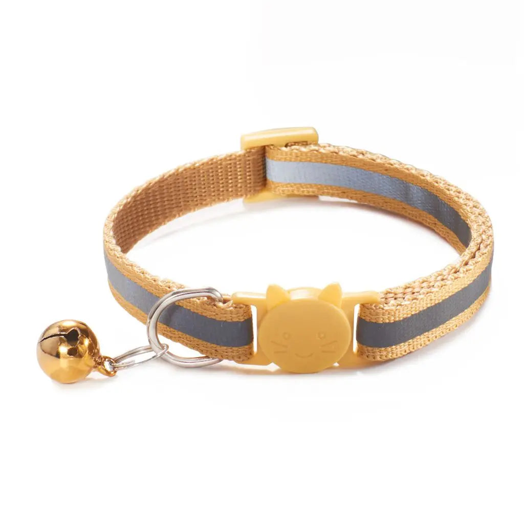 Cute Reflective Cat Collar – Adjustable Bell Collar with Stylish Cat Pattern Design