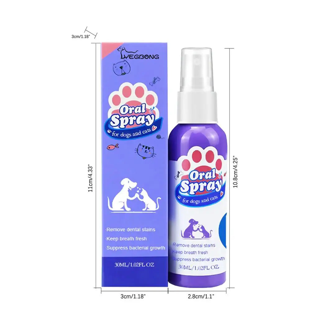 Pet Oral Care Spray – 30ml Dog & Cat Fresh Breath Dental Hygiene Spray