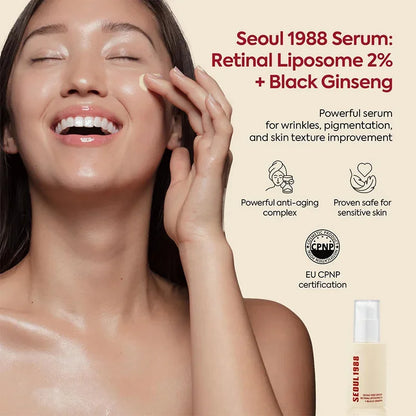 SEOUL 1988 Retinol Skincare Set – Black Ginseng Serum, Retinal Eye Cream & Hydrating Face Cream