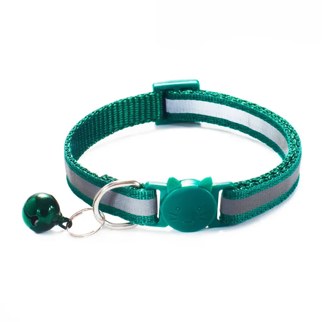 Cute Reflective Cat Collar – Adjustable Bell Collar with Stylish Cat Pattern Design