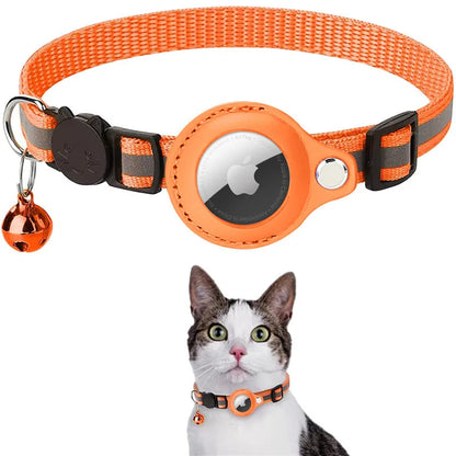 AirTag Cat Collar – Reflective Breakaway Kitten Collar with Waterproof AirTag Holder & Bell