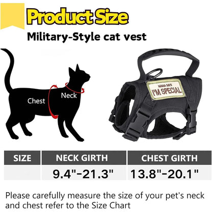 Tactical Pet Harness & Leash Set – Adjustable Soft Mesh Training Vest for Cats and Dogs