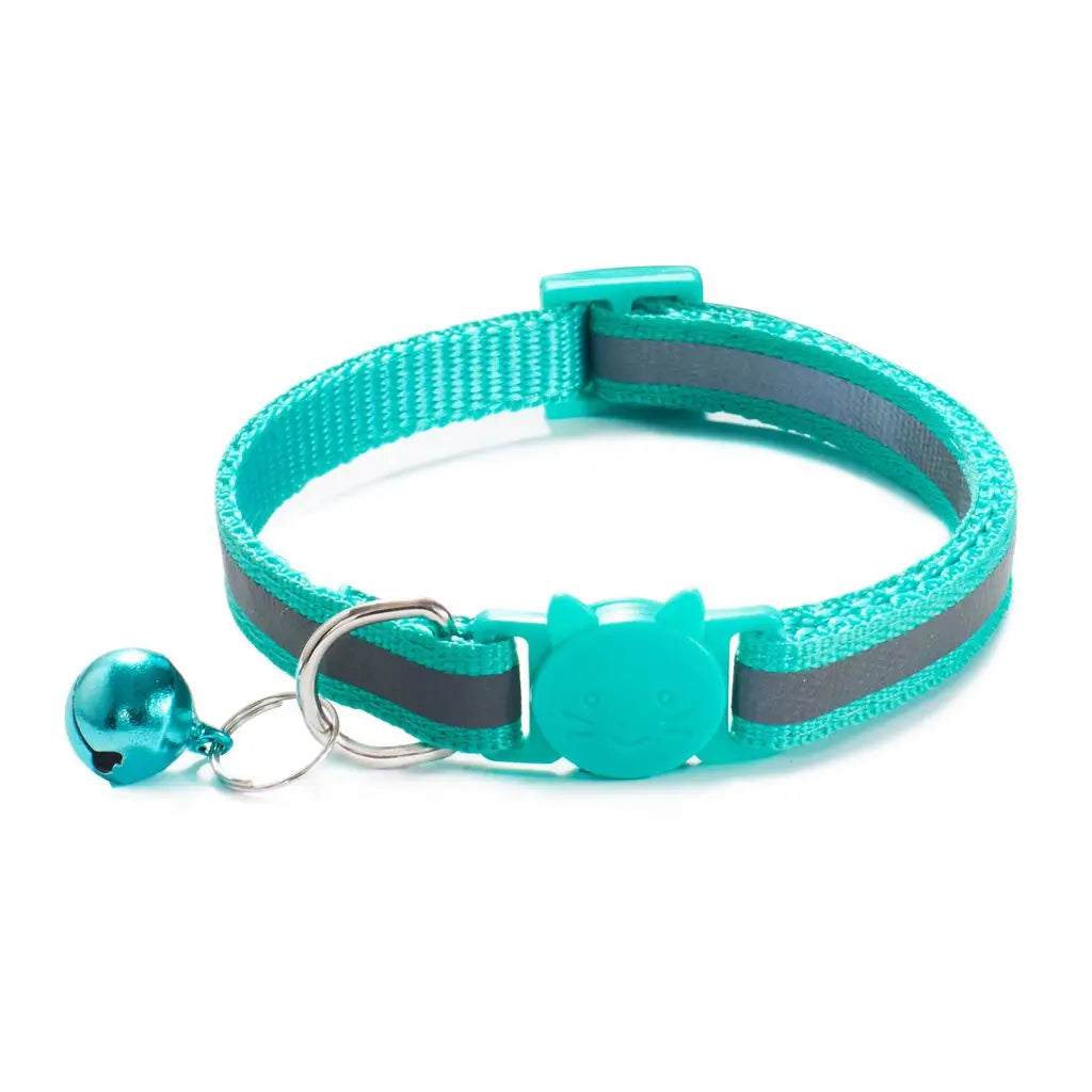 Cute Reflective Cat Collar – Adjustable Bell Collar with Stylish Cat Pattern Design