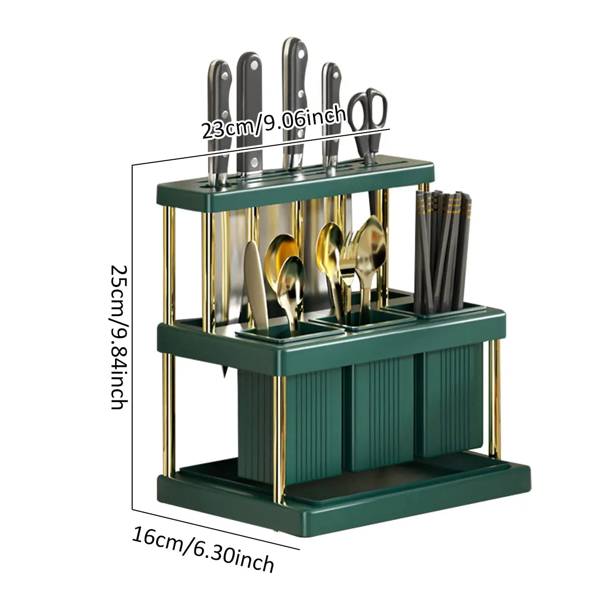 Kitchen Knife & Utensil Holder – Multi-Function Cutlery Organizer with Drain Rack
