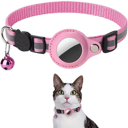 AirTag Cat Collar – Reflective Breakaway Kitten Collar with Waterproof AirTag Holder & Bell