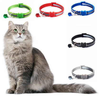 Cute Reflective Cat Collar – Adjustable Bell Collar with Stylish Cat Pattern Design