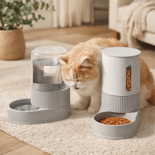 Automatic Pet Feeder & Water Dispenser – Large Capacity Gravity Food Bowl with Spill-Proof Design