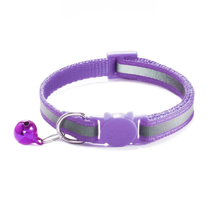 Cute Reflective Cat Collar – Adjustable Bell Collar with Stylish Cat Pattern Design